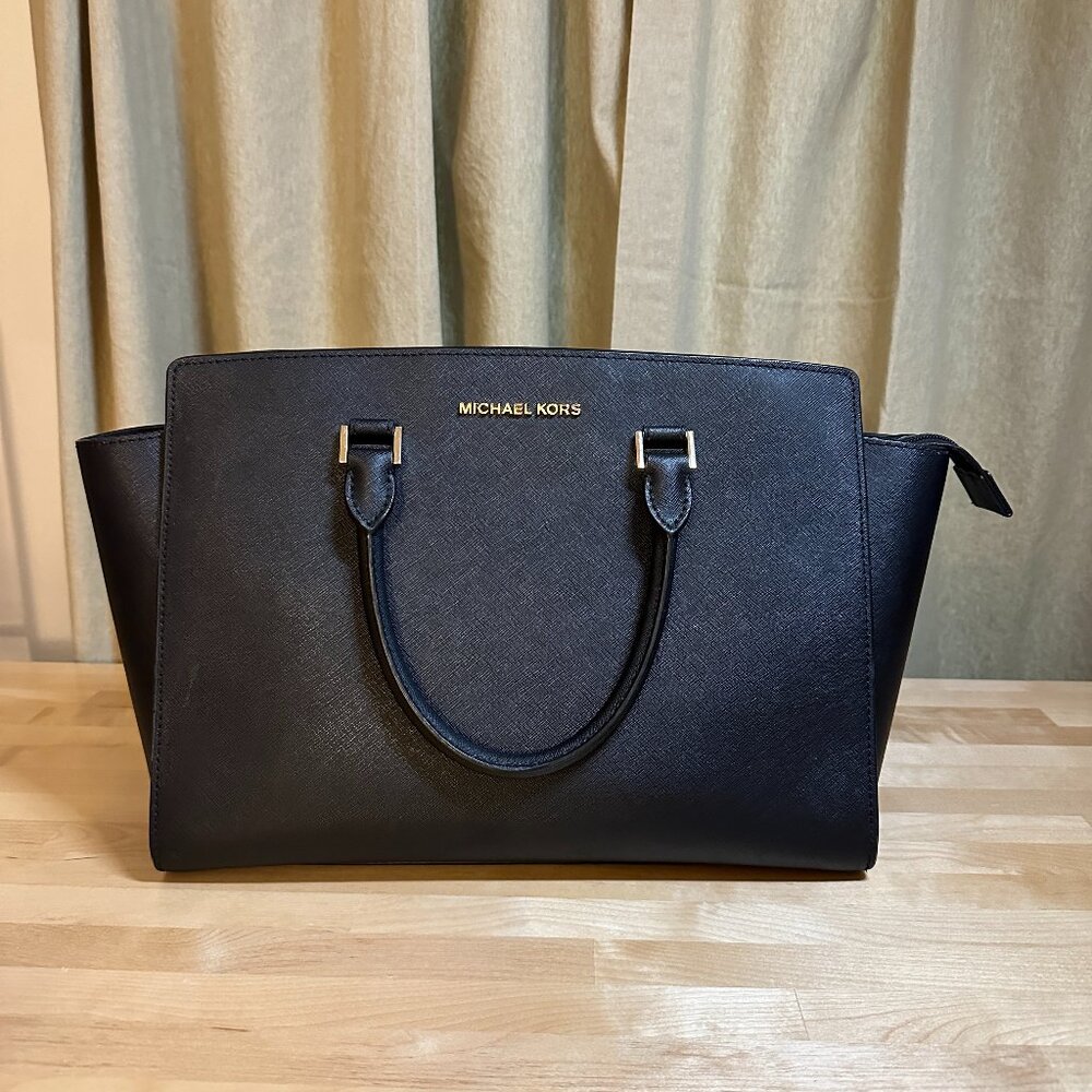 Michael Kors Black Leather Selma Satchel Bag
